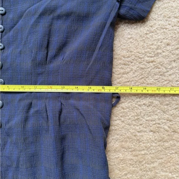 Vintage Navy and Black Plaid Button-Down Dress - Picture 6 of 8